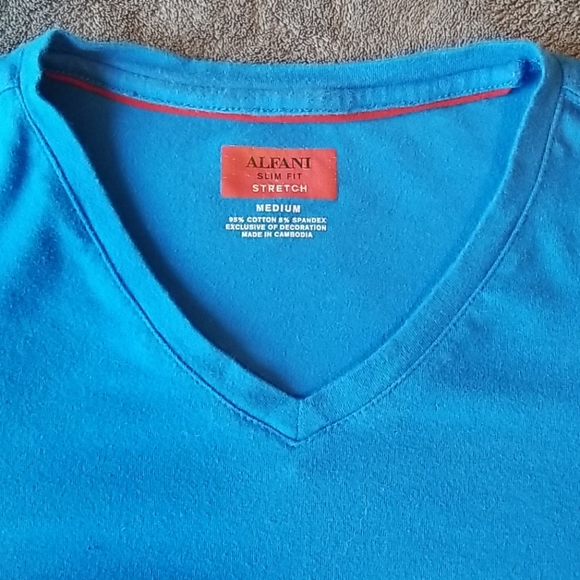 ALFANI Slim Fit Stretch (M) Womens Blue Tee Shirt - Picture 10 of 11